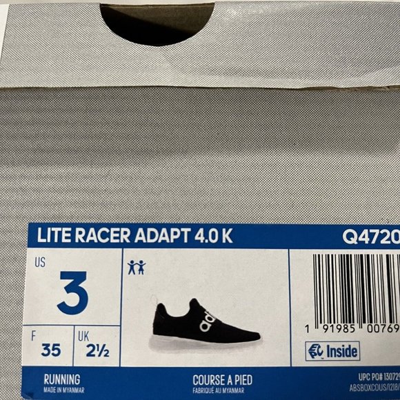 Adidas Lite Racer Boys Slip on Sneakers Size 3 Black Lightweight & Comfortable - Picture 6 of 14